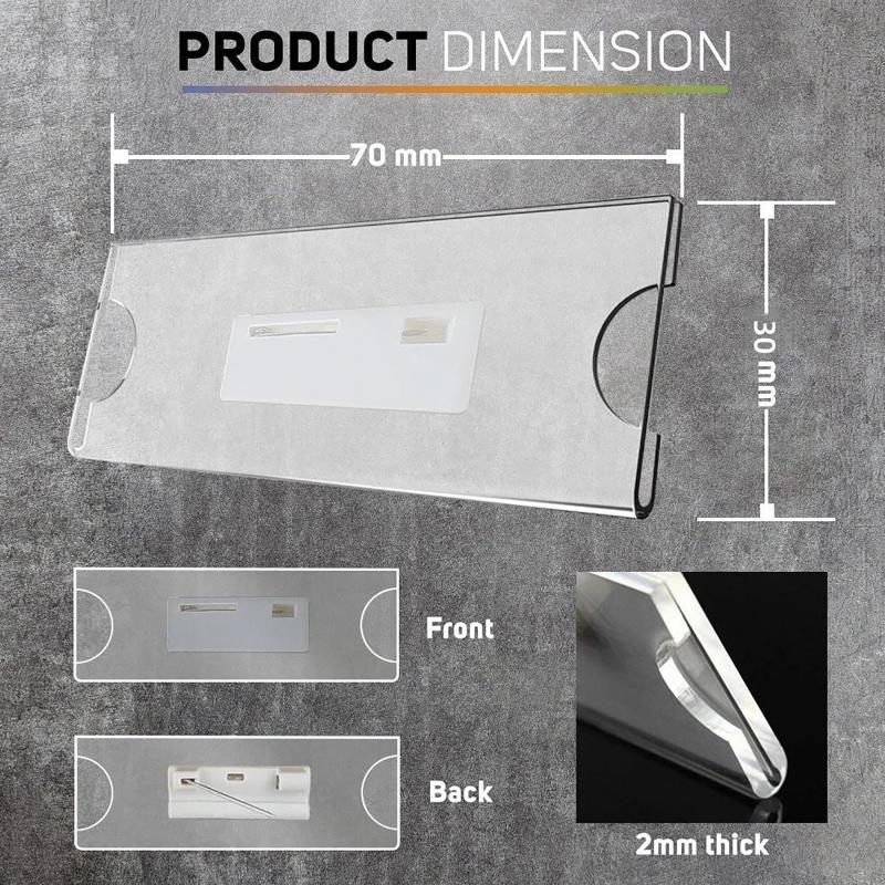 Index Card Holder - Clear Safety Pin Clip Brooch Universal