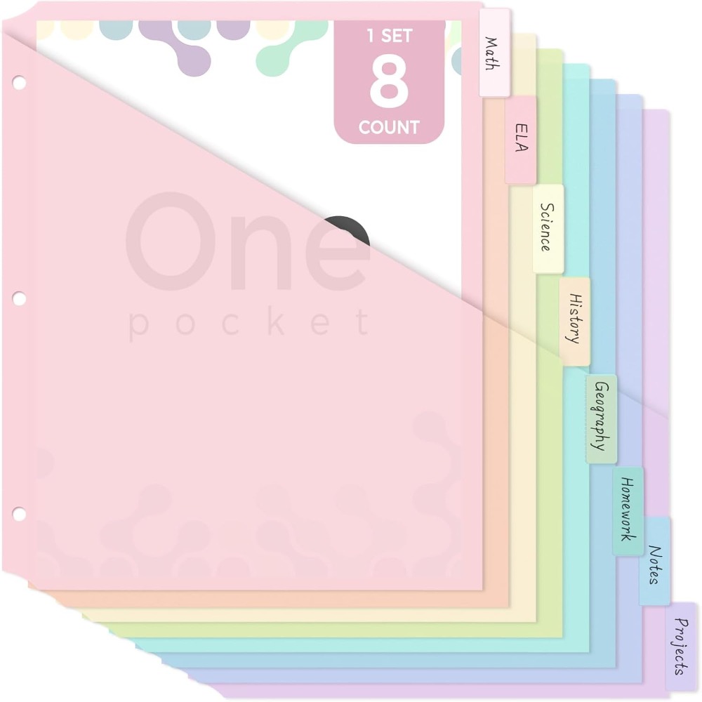 8 pcs A4 Pastel Binder Divider - огляд і ціна Tab Divider A4